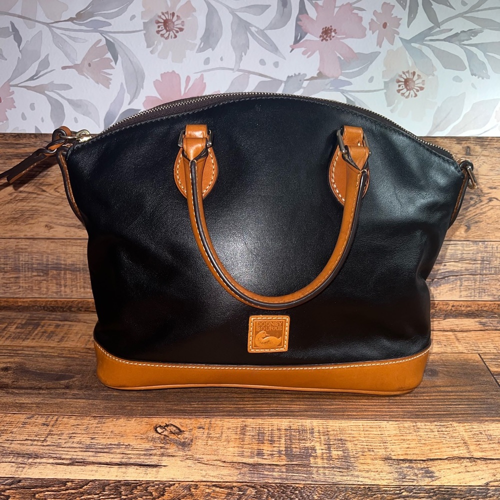 Dooney & Bourke Black and Tan Leather Tote EUC